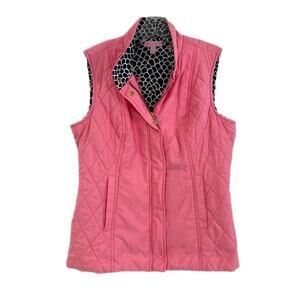 Lilly Pulitzer Getaway Quilted Vest Womens Size Small Pink Full Zip Shell Lining